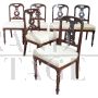 Set of 6 antique English mahogany chairs from the 19th century with padded seats