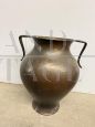Antique hammered copper amphora vase with two handles, 18th century                            