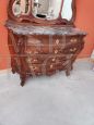 Baroque Louis XV chest of drawers in walnut wood with mirror