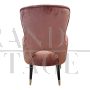 Mid-century style armchairs in antique pink velvet