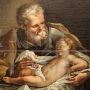 Saint Joseph with Child, oil painting on canvas, Italy 18th century