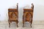 Pair of Art Deco bedside tables in walnut with carvings