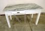 1950s kitchen table with marble top, cutting boards, rolling pin and drawer