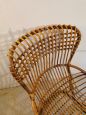 Pair of Tito Agnoli wicker armchairs with ottoman, 1950s