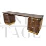 Four-drawer desk in mahogany briar and gilded brass