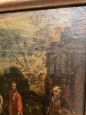 Antique Italian painting from the 18th century with a popular scene with oxen