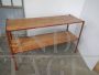 Industrial console shelf in red lacquered iron and wood, 1960s