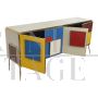 Vintage style sideboard in colored glass with illuminated handles