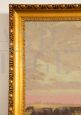 Antique signed painting with bucolic scene, oil on canvas