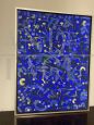 Contemporary abstract painting on canvas in acrylic enamel in shades of blue