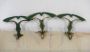 Set of 3 vintage coat hooks in green lacquered brass, 1950s