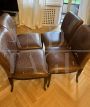 Set of 4 industrial vintage style brown leather armchairs