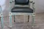Pair of Louis XVI antique style lacquered armchairs in green skai
