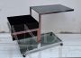 70's bar trolley in steel with smoked glass tops and container   
                            