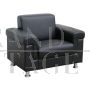 Pair of contemporary design armchairs in black leather