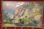 Vittorio Cavalleri - painting with mountain landscape, oil on wood                       
                            