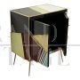 Small design sideboard with two doors in multicolored glass, 1980s