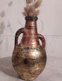 Amphora vase from the 60s in terracotta and gold leaf