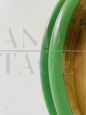 Round vintage mirror in green lacquered solid wood