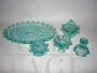 Art deco set in aqua green Bohemian crystal, 1930s                      
                            