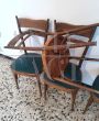 Vintage Italian dining room with glass top table and 6 chairs, 1950s