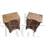 Pair of 19th century Venetian bedside tables in walnut and briar
