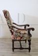Antique walnut throne armchair from the early 18th century