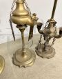 Set of 5 antique gilded bronze lamps
