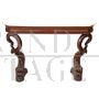 Antique Charles X console in mahogany with white Carrara marble top         
                            