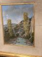 Giacomo Delcroix - Painting with a river landscape, Florence 1950s