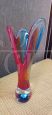 Deco vase in red and blue glass with full decorated base                            