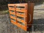 Antique cherry wood grocery shop drawer unit