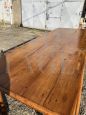 Large antique farmhouse table in cherry wood with inlays, Italy 19th century