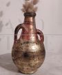Amphora vase from the 60s in terracotta and gold leaf