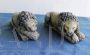 Pair of small sculptures of sleeping lions, inspired by Antonio Canova