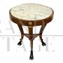 Pair of French antique style coffee tables with marble top, late 1900s