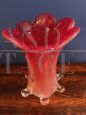 Moretti signed vase in red Murano glass, Italy 1960s
