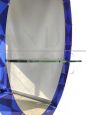 Vintage oval mirror in brass and blue crystal, Italy 1950s