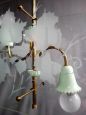 Pietro Chiesa style glass and brass chandelier, 1940s