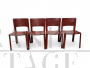 Set of 4 Cidue chairs in burgundy leather, Italy 1970