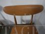 Pair of vintage chairs in beech and brown imitation leather, 1950s