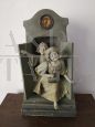 Late 19th century terracotta sculpture with little girls and clock