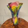 Large multicolored Murano glass flower vase, 1980s