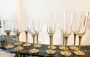 Set of 12 Murano glass and brass boat glasses, Italy 1980s