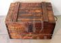 Vintage wooden Poretti beer chest trunk, 1912