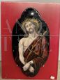 Antique Limoges porcelain plaque with enameled Christ, mid 19th century                            