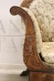 Antique Charles X period sofa in carved walnut, 19th century