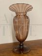 Murano glass vase from the 1930s in striped amber color