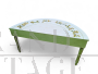 Pair of green half-moon console tables with painted tops, 1940s