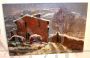 Snowy landscape, oil painting on cardboard, 20th century, signed